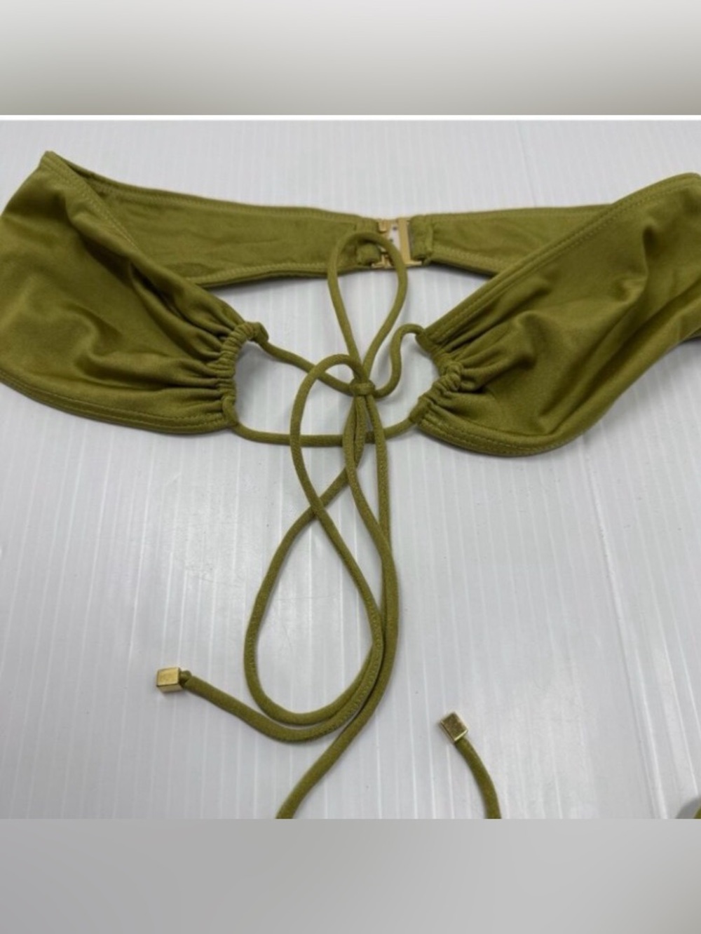 Olive Green Bandeau Tie-Back Bikini Set - Women - Picture 3 of 5